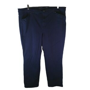 Susan Graver Regular Stretch Twill Straight Leg Jeans Navy Womens Size 26W